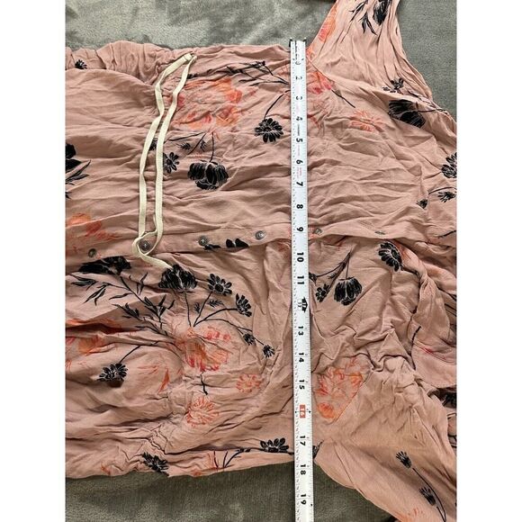 Free People Lena Mini Dress Floral Print Rose Black Red Drawstring Waist sz Smal - Picture 3 of 10
